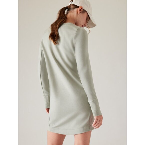 ATHLETA Coaster Luxe Fern Green Lyocell Jersey Sweatshirt Dress, Size XS - Picture 3 of 16